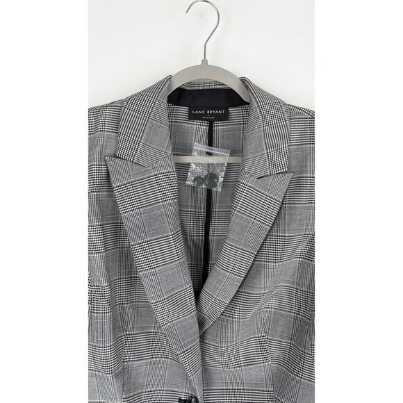 Lane Bryant Plaid Blazer Jacket Womens Plus Size 14 Black White New One Button - Picture 3 of 8